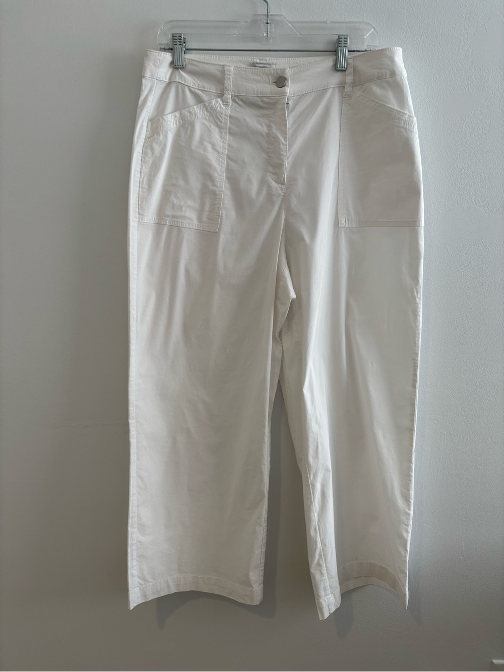 Nicole Miller Cream Wide-Leg Crop Pants